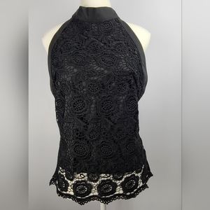 LUVYLE halter tie crochet w/ lining Top Y2K whimsigoth chic neutral Neutral sz L